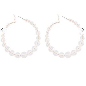 NEW - Forever 21 Clear Beaded Hoop Earrings